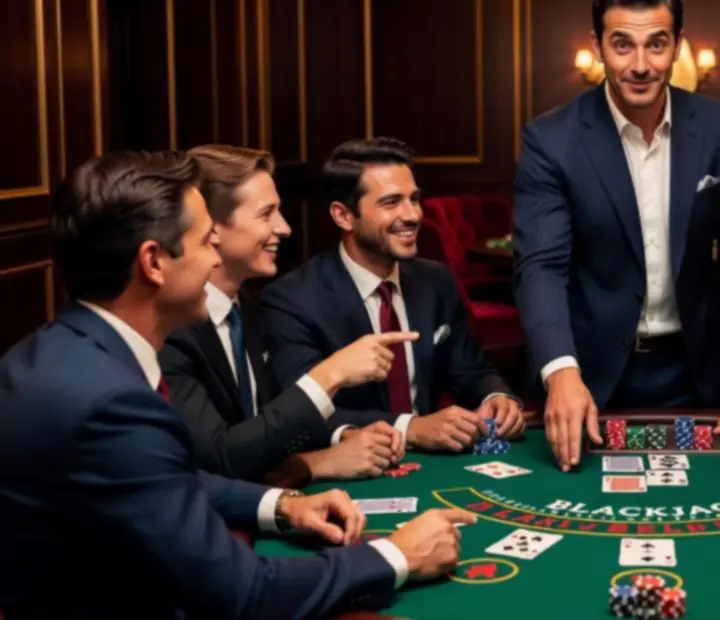 Profesjonalny gospodarz eventu NAXSOL ENTERPRISES LTD w eleganckiej rozmowie z gośćmi przy stole do gry